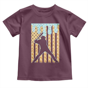 Baseball Drip Toddler T Shirt Dripping Ice Cream Sprinkles American Flag Boys TS10 Maroon Print Your Wear