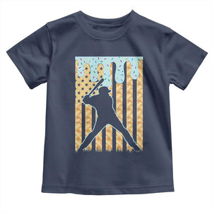 Baseball Drip Toddler T Shirt Dripping Ice Cream Sprinkles American Flag Boys TS10 Navy Print Your Wear