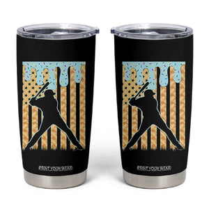 Baseball Drip Tumbler Cup Dripping Ice Cream Sprinkles American Flag Boys TS10 Black Print Your Wear