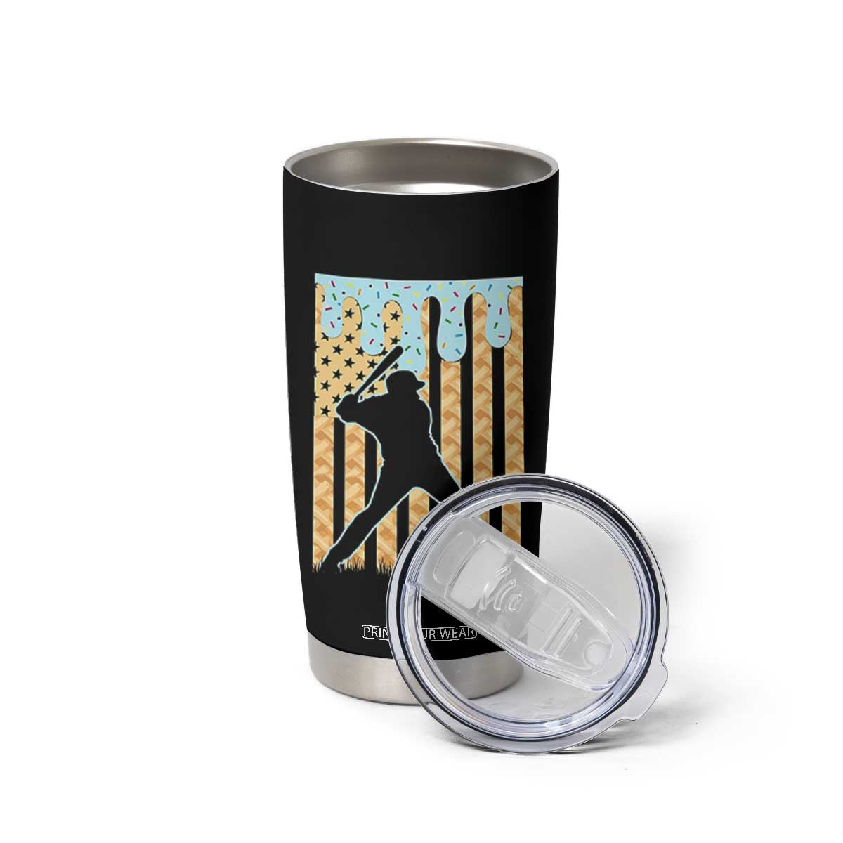 Baseball Drip Tumbler Cup Dripping Ice Cream Sprinkles American Flag Boys TS10 Print Your Wear