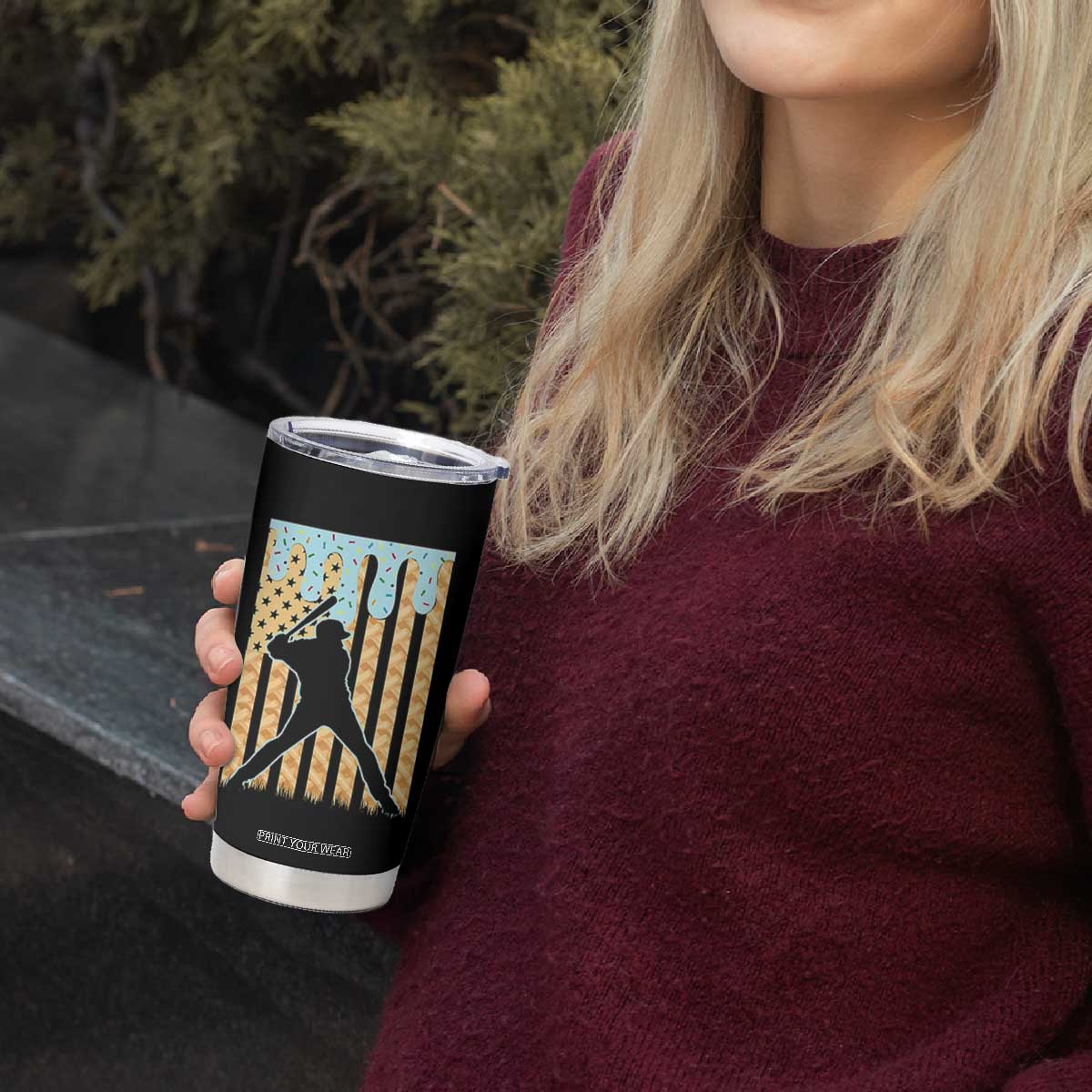 Baseball Drip Tumbler Cup Dripping Ice Cream Sprinkles American Flag Boys TS10 Print Your Wear