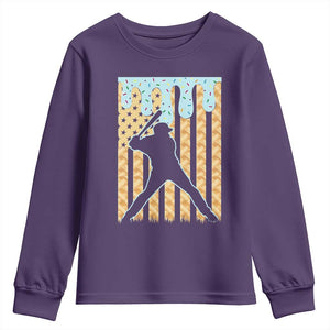 Baseball Drip Youth Sweatshirt Dripping Ice Cream Sprinkles American Flag Boys TS10 Purple Print Your Wear
