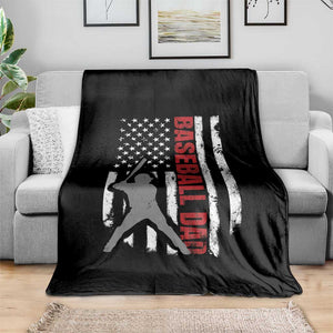 Baseball Dad Throw Blanket Retro US Flag Fathers Day Baseball Player TS10 Print Your Wear