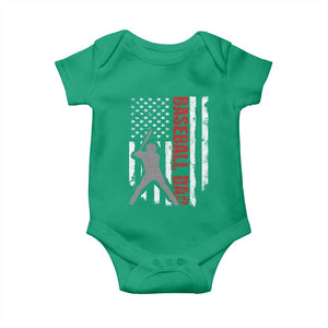 Baseball Dad Baby Onesie Retro US Flag Fathers Day Baseball Player TS10 Irish Green Print Your Wear