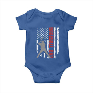 Baseball Dad Baby Onesie Retro US Flag Fathers Day Baseball Player TS10 Royal Blue Print Your Wear