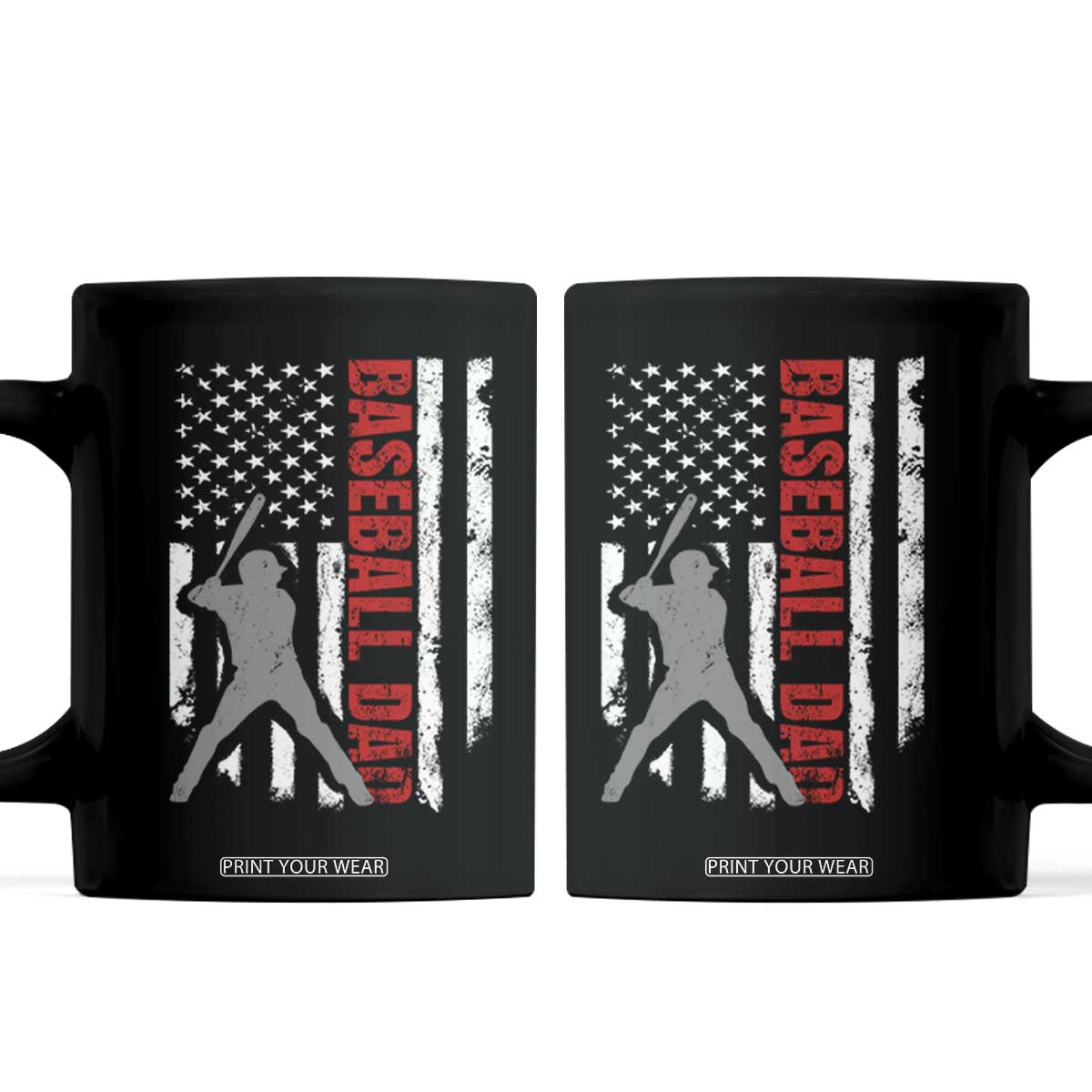 Baseball Dad Coffee Mug Retro US Flag Fathers Day Baseball Player TS10 Black Print Your Wear