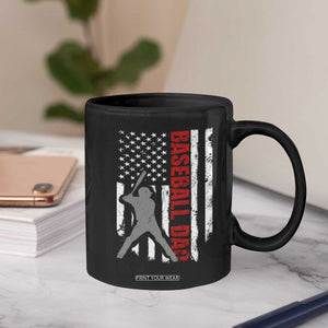 Baseball Dad Coffee Mug Retro US Flag Fathers Day Baseball Player TS10 Print Your Wear