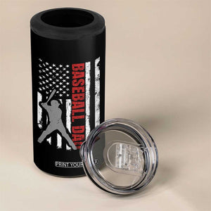 Baseball Dad 4 in 1 Can Cooler Tumbler Retro US Flag Fathers Day Baseball Player TS10 Print Your Wear