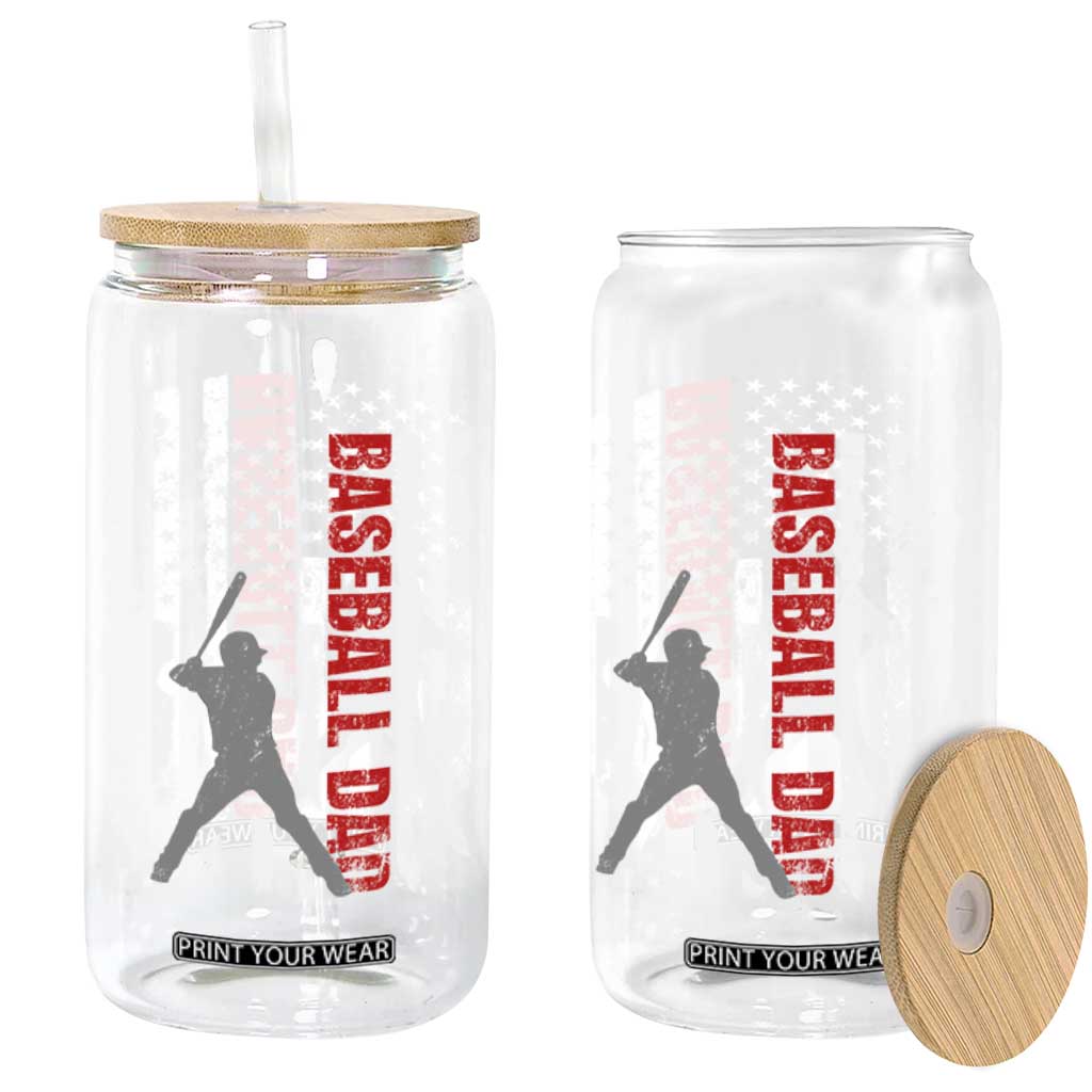 Baseball Dad Glass Can Retro US Flag Fathers Day Baseball Player TS10 Print Your Wear