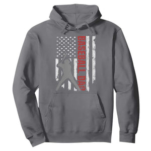 Baseball Dad Hoodie Retro US Flag Fathers Day Baseball Player TS10 Charcoal Print Your Wear