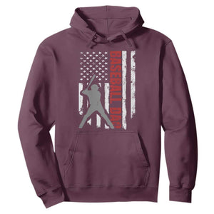 Baseball Dad Hoodie Retro US Flag Fathers Day Baseball Player TS10 Maroon Print Your Wear