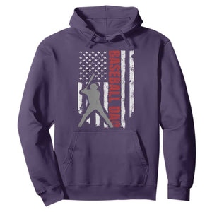 Baseball Dad Hoodie Retro US Flag Fathers Day Baseball Player TS10 Purple Print Your Wear