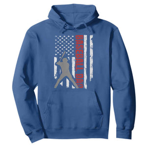 Baseball Dad Hoodie Retro US Flag Fathers Day Baseball Player TS10 Royal Blue Print Your Wear