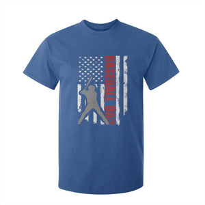 Baseball Dad T Shirt For Kid Retro US Flag Fathers Day Baseball Player TS10 Royal Blue Print Your Wear