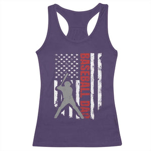 Baseball Dad Racerback Tank Top Retro US Flag Fathers Day Baseball Player TS10 Purple Print Your Wear