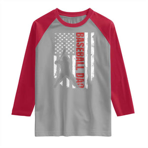 Baseball Dad Raglan Shirt Retro US Flag Fathers Day Baseball Player TS10 Sport Gray Red Print Your Wear