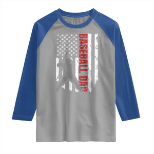 Baseball Dad Raglan Shirt Retro US Flag Fathers Day Baseball Player TS10 Sport Gray Royal Print Your Wear