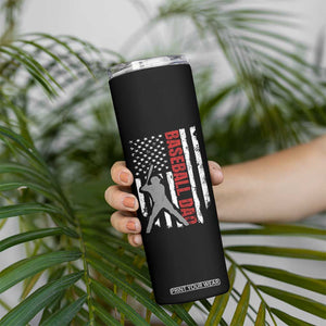 Baseball Dad Skinny Tumbler Retro US Flag Fathers Day Baseball Player TS10 Print Your Wear