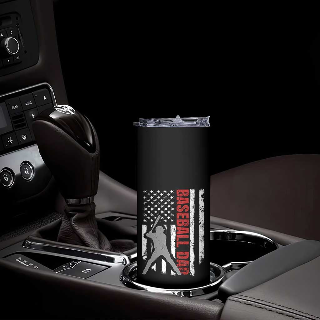 Baseball Dad Skinny Tumbler Retro US Flag Fathers Day Baseball Player TS10 Print Your Wear