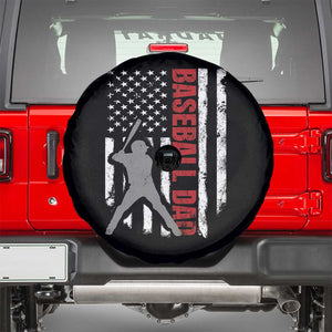 Baseball Dad Spare Tire Cover Retro US Flag Fathers Day Baseball Player TS10 Black Print Your Wear