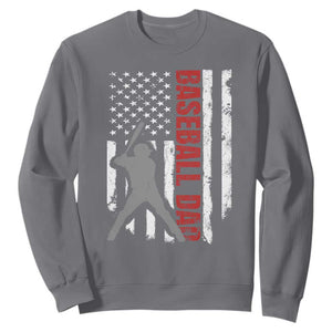 Baseball Dad Sweatshirt Retro US Flag Fathers Day Baseball Player TS10 Charcoal Print Your Wear
