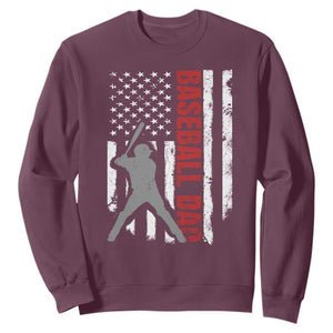 Baseball Dad Sweatshirt Retro US Flag Fathers Day Baseball Player TS10 Maroon Print Your Wear