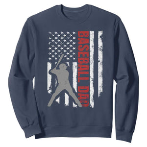 Baseball Dad Sweatshirt Retro US Flag Fathers Day Baseball Player TS10 Navy Print Your Wear