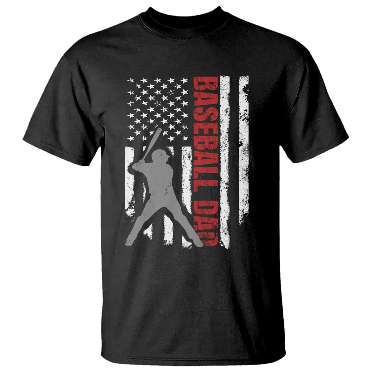 Baseball Dad T Shirt Retro US Flag Fathers Day Baseball Player TS10 Black Print Your Wear