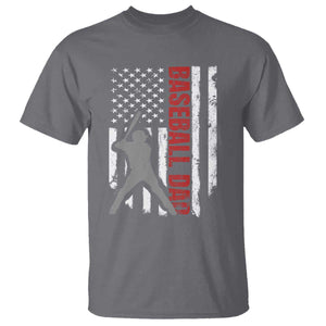 Baseball Dad T Shirt Retro US Flag Fathers Day Baseball Player TS10 Charcoal Print Your Wear