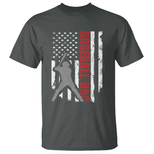 Baseball Dad T Shirt Retro US Flag Fathers Day Baseball Player TS10 Dark Heather Print Your Wear