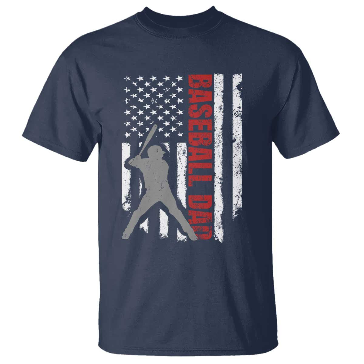 Baseball Dad T Shirt Retro US Flag Fathers Day Baseball Player TS10 Navy Print Your Wear