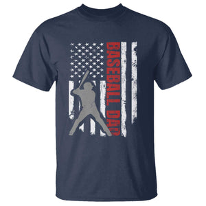 Baseball Dad T Shirt Retro US Flag Fathers Day Baseball Player TS10 Navy Print Your Wear