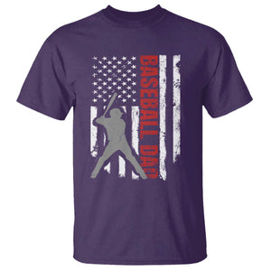 Baseball Dad T Shirt Retro US Flag Fathers Day Baseball Player TS10 Purple Print Your Wear
