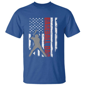 Baseball Dad T Shirt Retro US Flag Fathers Day Baseball Player TS10 Royal Blue Print Your Wear