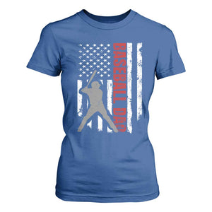 Baseball Dad T Shirt For Women Retro US Flag Fathers Day Baseball Player TS10 Royal Blue Print Your Wear