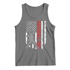 Baseball Dad Tank Top Retro US Flag Fathers Day Baseball Player TS10 Black Heather Print Your Wear
