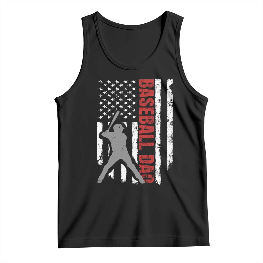 Baseball Dad Tank Top Retro US Flag Fathers Day Baseball Player TS10 Black Print Your Wear