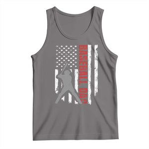 Baseball Dad Tank Top Retro US Flag Fathers Day Baseball Player TS10 Deep Heather Print Your Wear
