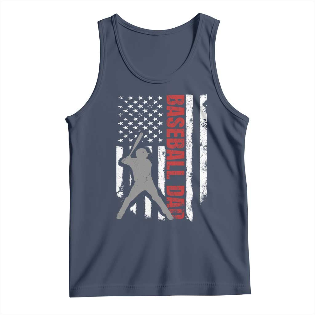 Baseball Dad Tank Top Retro US Flag Fathers Day Baseball Player TS10 Navy Print Your Wear