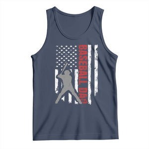 Baseball Dad Tank Top Retro US Flag Fathers Day Baseball Player TS10 Navy Print Your Wear