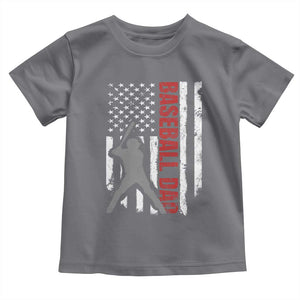 Baseball Dad Toddler T Shirt Retro US Flag Fathers Day Baseball Player TS10 Charcoal Print Your Wear