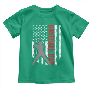 Baseball Dad Toddler T Shirt Retro US Flag Fathers Day Baseball Player TS10 Irish Green Print Your Wear