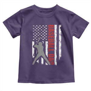 Baseball Dad Toddler T Shirt Retro US Flag Fathers Day Baseball Player TS10 Purple Print Your Wear