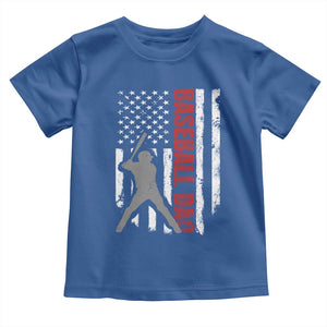 Baseball Dad Toddler T Shirt Retro US Flag Fathers Day Baseball Player TS10 Royal Blue Print Your Wear