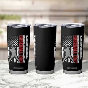 Baseball Dad Tumbler Cup Retro US Flag Fathers Day Baseball Player TS10 Print Your Wear
