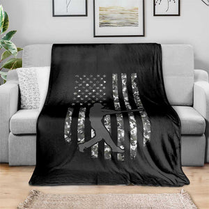 Camo US Flag Baseball Player Throw Blanket Retro Camouflage American Flag Patriotic TS10 Print Your Wear
