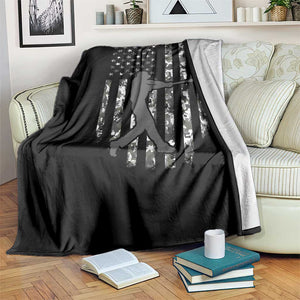 Camo US Flag Baseball Player Throw Blanket Retro Camouflage American Flag Patriotic TS10 Print Your Wear