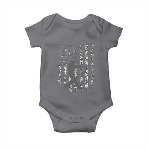 Camo US Flag Baseball Player Baby Onesie Retro Camouflage American Flag Patriotic TS10 Charcoal Print Your Wear