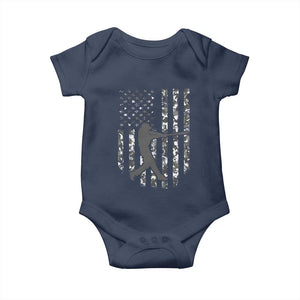 Camo US Flag Baseball Player Baby Onesie Retro Camouflage American Flag Patriotic TS10 Navy Print Your Wear