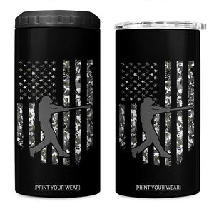 Camo US Flag Baseball Player 4 in 1 Can Cooler Tumbler Retro Camouflage American Flag Patriotic TS10 One Size: 16 oz Black Print Your Wear